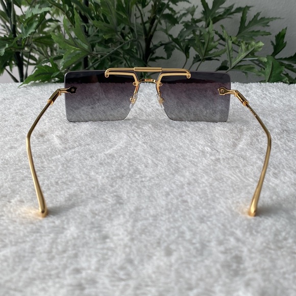 Versace Rectangular Rimless Sunglasses (Gold/Gray) - Picture 5 of 13